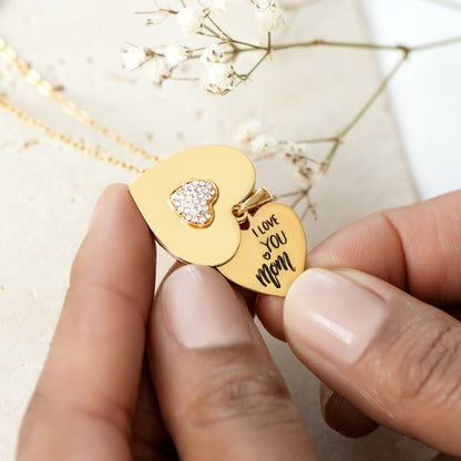 Heart Swing Necklace - "I Love You Mom"