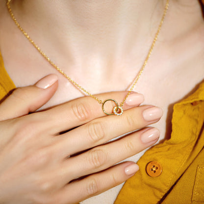 Mother and Daughter Linked Together Hoop Necklace