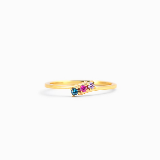 "Mama's Eternal Love" Personalized 1-5 Kids Birthstone Bypass Ring