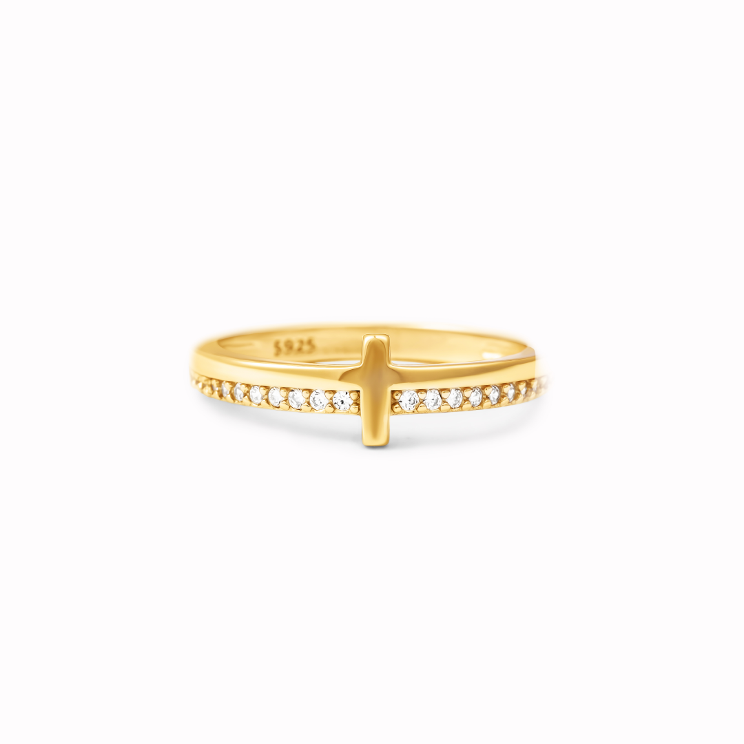 To My Daughter "PRAY ON IT" - GOLDEN CROSS RING